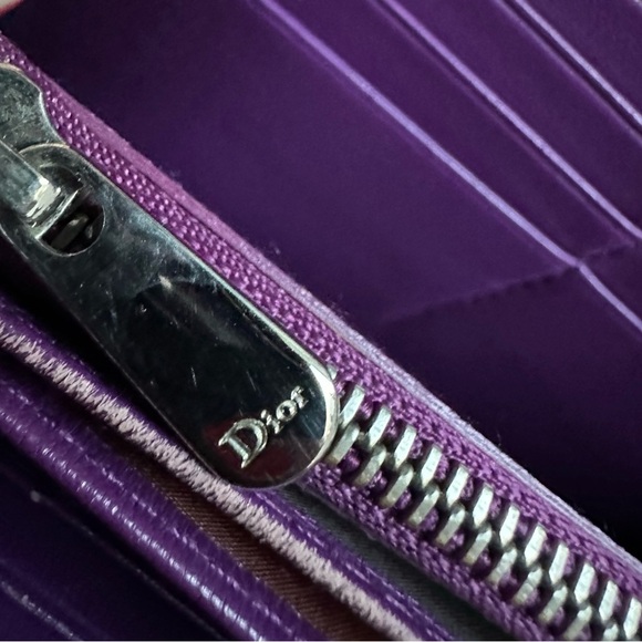 Dior Patent Leather Purple Signature Zip Around Wallet Purse. - Picture 5 of 10